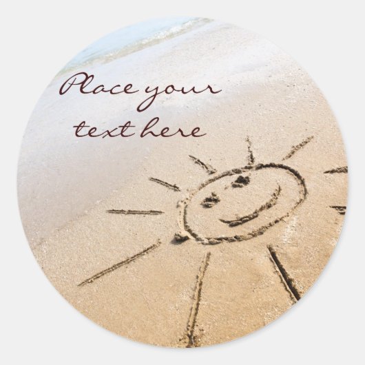 Sticker Rond Soleil Sur La Plage (Devant)