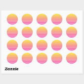 Sticker Rond Soleil Vaporwave (Feuille)