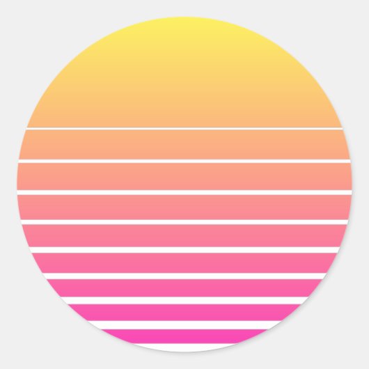 Sticker Rond Soleil Vaporwave (Devant)