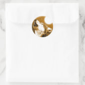 Sticker Rond Solely Wolf Howling at Moon (Sac)