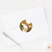 Sticker Rond Solely Wolf Howling at Moon (Enveloppe)