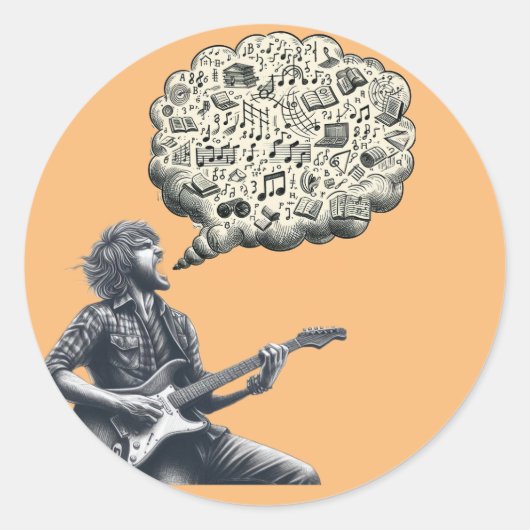 Sticker Rond Solfeggio explosif guitariste (Devant)