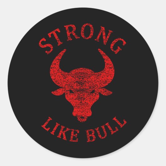 Sticker Rond Solide Comme Taureau Bodybuilding Et Power Lifing (Devant)
