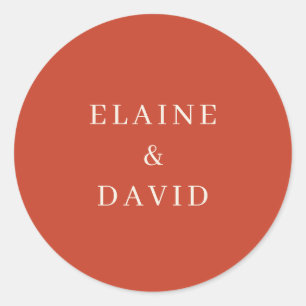Sticker Rond Solide Rustique Orange Mariage moderne