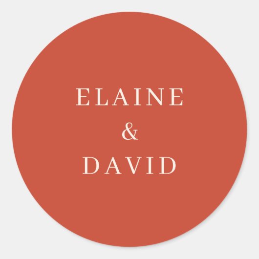 Sticker Rond Solide Rustique Orange Mariage moderne (Devant)