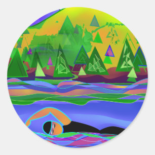 Sticker Rond Solo en eau libre