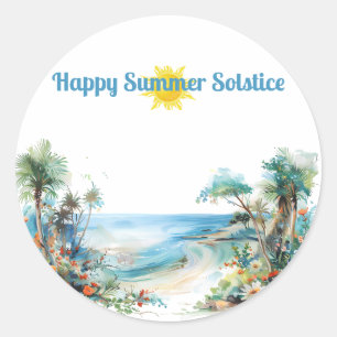 Sticker Rond solstice d'été heureux 2024 soleil