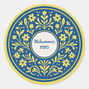 Sticker Rond Solstice d'été - Midsommar Litha traditionnel suéd