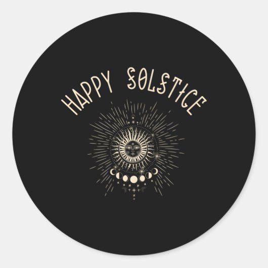 Sticker Rond Solstice Happy Winter Sun Celestial (Devant)