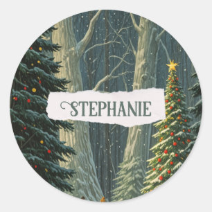 Sticker Rond Solstice Spruce Noël personnalisé