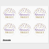 Sticker Rond Sombre violet or Confetti Retraite est doux (Feuille)