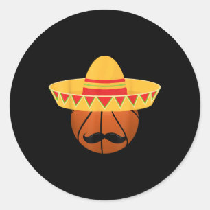 Sticker Rond Sombrero De Basket Pour Cinco De Mayo Fiesta Celeb