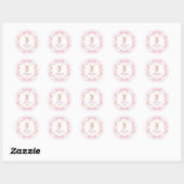 Sticker Rond Some Bunny a un an Ruban Rose Gingham 1er Annivers (Feuille)