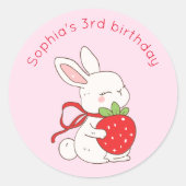 Sticker Rond Some Bunny Strawberry Birthday (Devant)