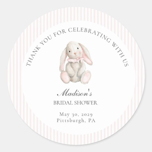 Sticker Rond Some Bunny Sweet Pink Baby Shower  (Devant)