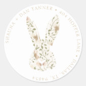 Sticker Rond Somebunny Spring Pâques Floral Adresse de retour (Devant)