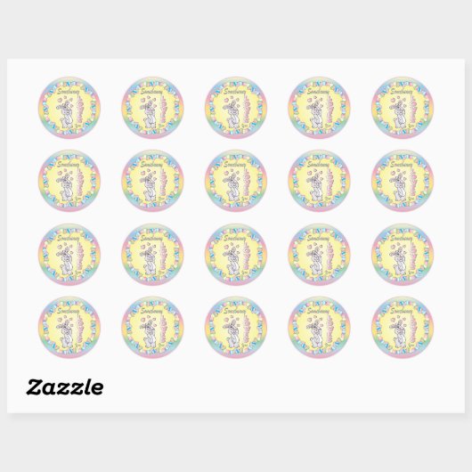 Sticker Rond Somebunny 🐰 t'aime - Pâques (Feuille)