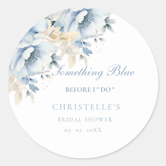 Sticker Rond Something blue avant de faire floral Bridal shower (Devant)