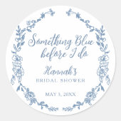 Sticker Rond Something Blue Before I Do Baby Shower (Devant)