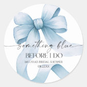 Sticker Rond Something Blue Before I Do Blue Bow Baby Shower de (Devant)