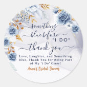 Sticker Rond Something Blue Before I Do Bridal Shower Floral (Devant)