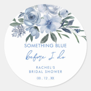 Sticker Rond Something Blue Before I Do Floral Bridal Shower