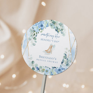 Sticker Rond Something Blue Before I Do Floral Bridal Shower