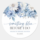 Sticker Rond Something Blue Before I Do Floral Bridal Shower (Devant)