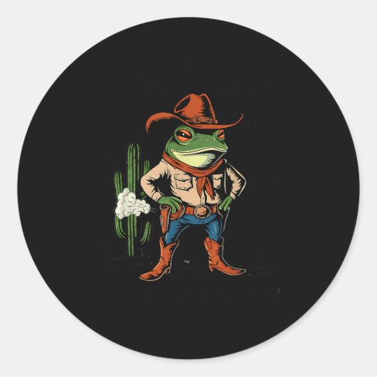 Sticker Rond Sometimes I Just Be Farting Funny Cowboy Frog (Devant)