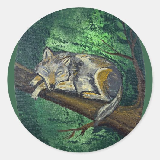Sticker Rond Sommeil profond - œuvre d'art faite main (Devant)