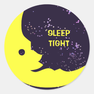 Sticker Rond Sommeil serré, l'homme dans la lune