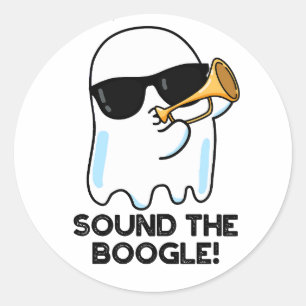 Sticker Rond Son Boogle Funny Ghost Bugle Pun