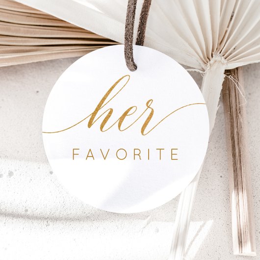Sticker Rond Son cadeau favori en faux or calligraphique