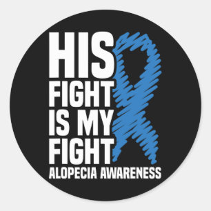 Sticker Rond Son combat est mon combat Blue Ribbon Alopecia