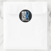 Sticker Rond Son combat est mon combat Blue Ribbon Alopecia (Sac)