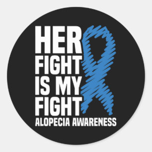 Sticker Rond Son combat est mon combat Blue Ribbon Alopecia