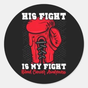 Sticker Rond Son combat est mon combat. Boxe Boxeur Cancer du s