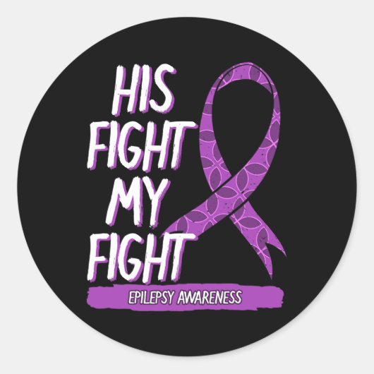 Sticker Rond Son Combat Est Mon Combat Epilepsie Seizure Purple (Devant)