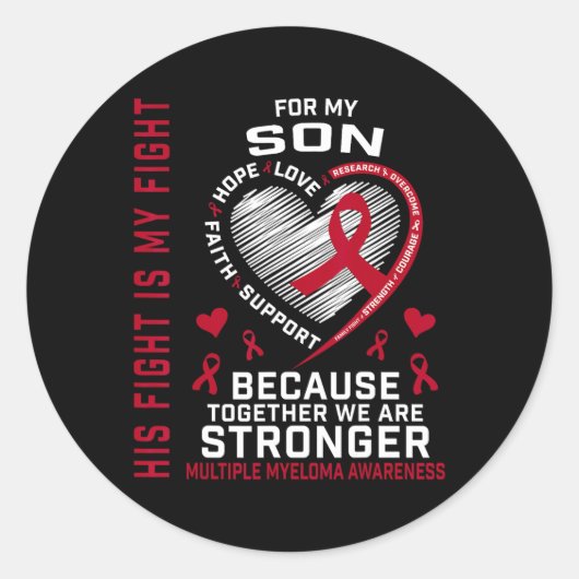 Sticker Rond Son combat est mon combat Fils Sensibilisation au (Devant)