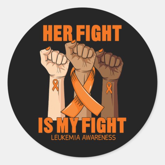 Sticker Rond Son combat est mon combat Leucémie Sensibilisation (Devant)