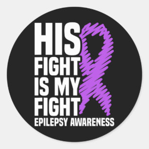 Sticker Rond Son Combat Est Mon Combat Purple Ribbon Epilepsie