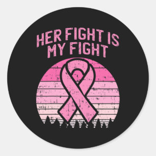 Sticker Rond Son Combat Est Mon Mari De Lutte Contre Le Cancer 