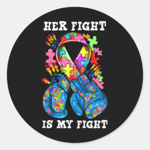 Sticker Rond Son combat est mon Sensibilisation sur l'autisme d