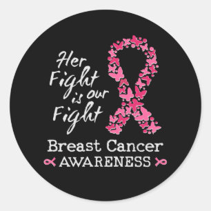 Sticker Rond Son combat est notre combat Conscience du cancer d