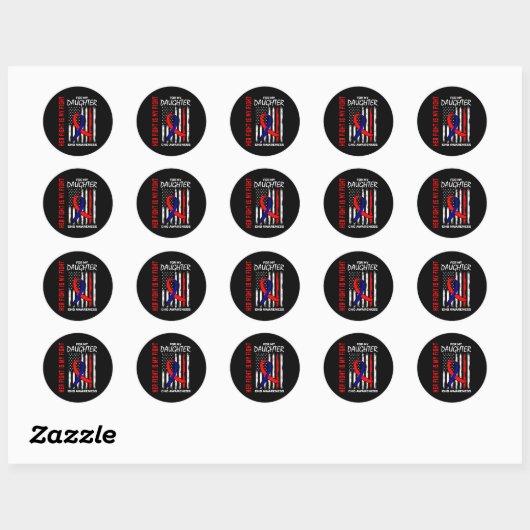 Sticker Rond Son Combat Fille Chd Sensibilisation Drapeau Améri (Feuille)
