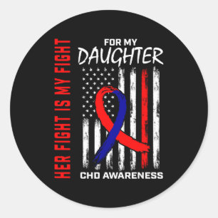 Sticker Rond Son Combat Fille Chd Sensibilisation Drapeau Améri