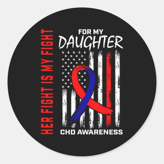 Sticker Rond Son Combat Fille Chd Sensibilisation Drapeau Améri (Devant)