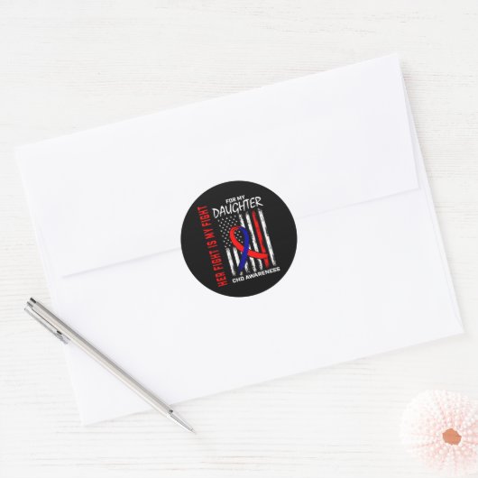 Sticker Rond Son Combat Fille Chd Sensibilisation Drapeau Améri (Enveloppe)