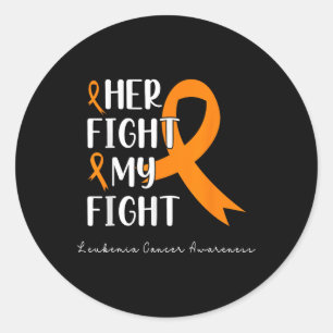 Sticker Rond Son Combat Mon Combat Ruban Orange Leucémie Cancer