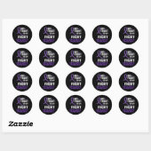 Sticker Rond Son combat Ruban Violet de Sensibilisation à l'Épi (Feuille)